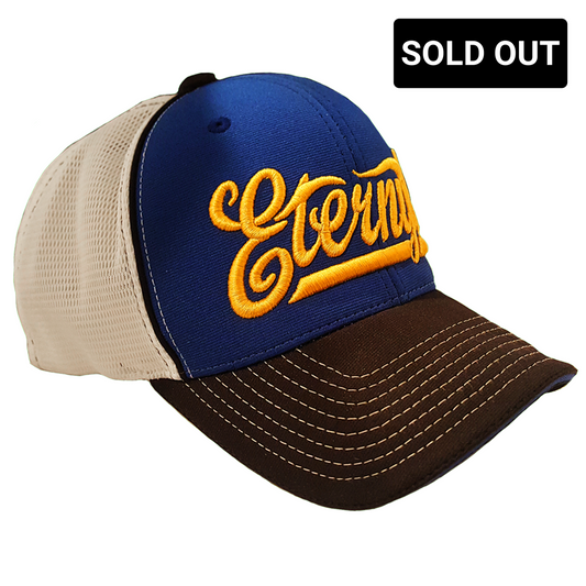 Scripty Brew Puff Fitted Blue Trucker Cap - Eternyl - Brand - Apparel