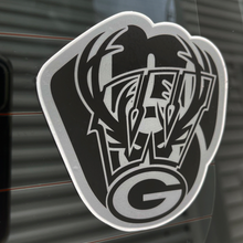 Load image into Gallery viewer, Wisconsin Sports Logo Mash-Up Vinyl Decal 4&quot; - Eternyl - Brand - Apparel

